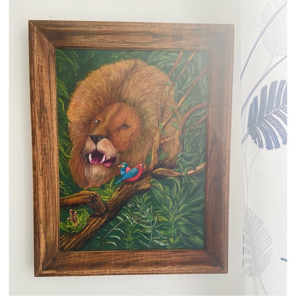 Incredible Signed & Framed Lion Painting - Picture 5 of 7